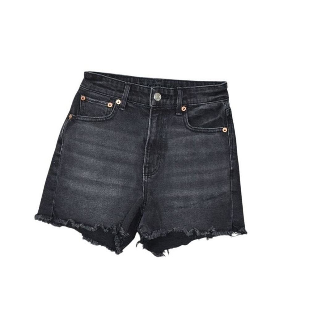American Eagle Black 90's Boyfriend Hi Rise Shorts Cotton Size 000 Zip